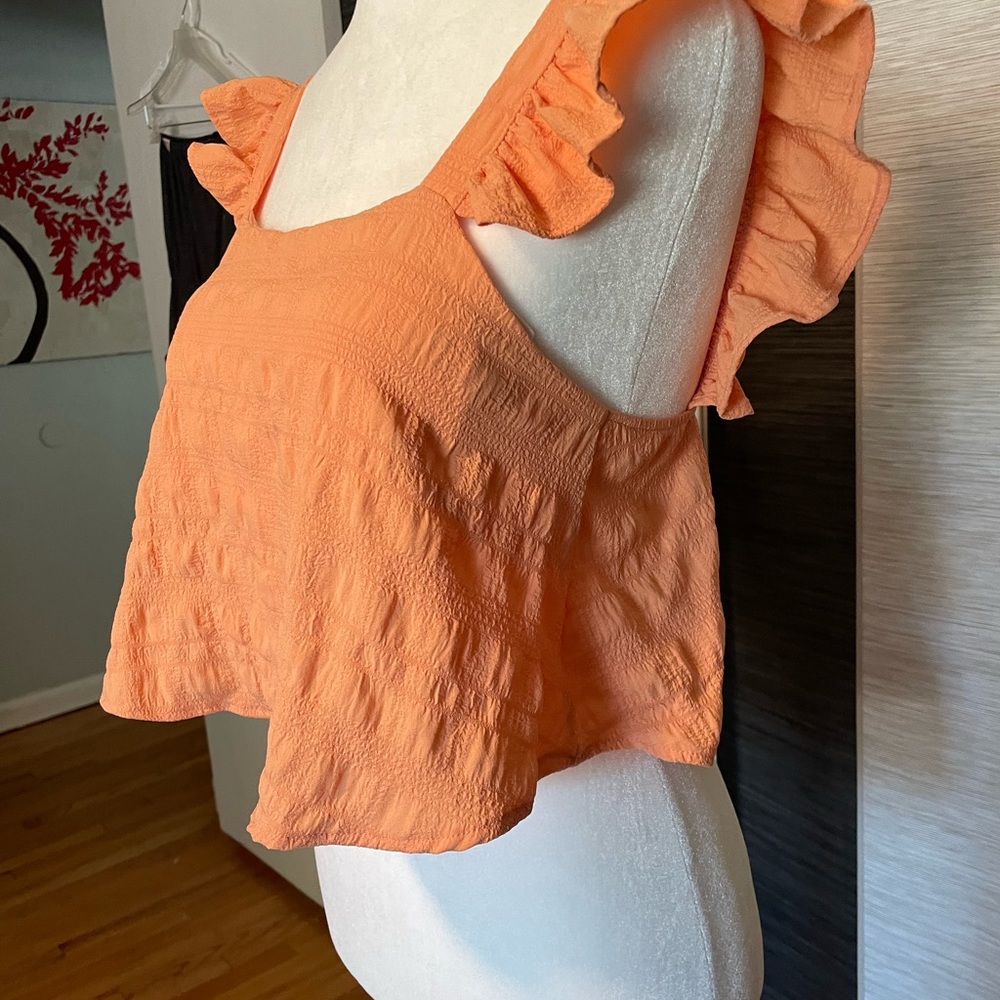 Pretty Orange Ruffled Top - Picture 7 of 7